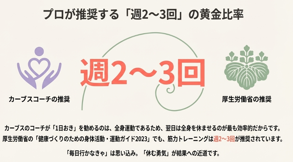 厚生労働省とカーブス公式が推奨する、週2〜3回（1日おき）の運動頻度が効果的な理由
