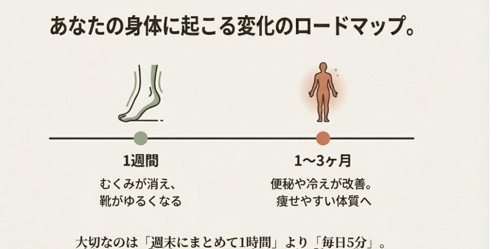 むくみ解消から体質改善まで指圧ボードダイエットの効果を実感できる期間と時間の目安