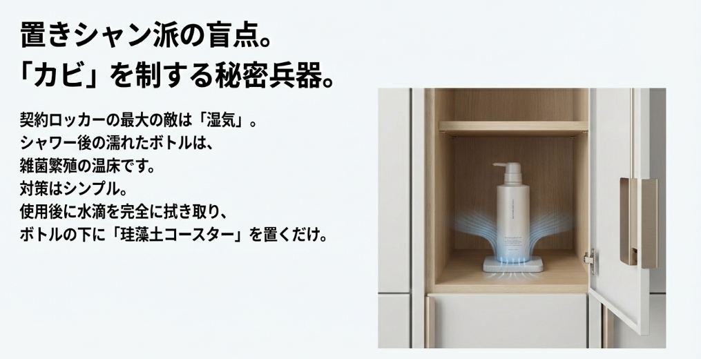 ロッカーの湿気対策に珪藻土コースターを活用してカビを防ぐ方法