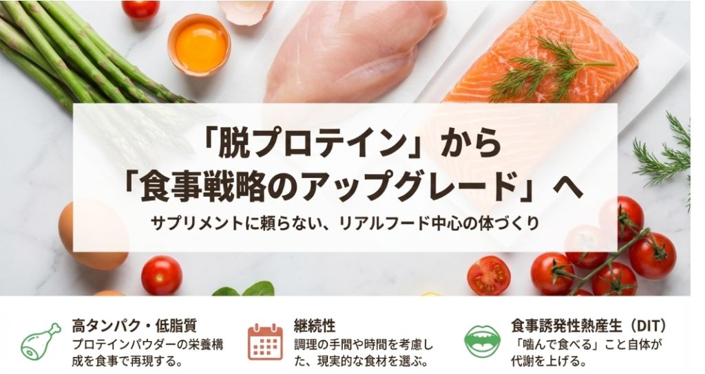 プロテインなしで体を維持するための食事戦略（高タンパク・継続性・食事誘発性熱産生）