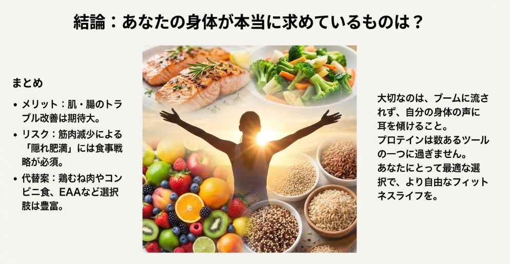 プロテインをやめた結果のメリット・デメリットと今後の対策まとめ