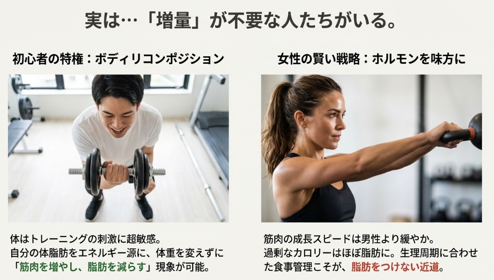 初心者と女性に増量期が不要な理由とボディリコンポジションの解説