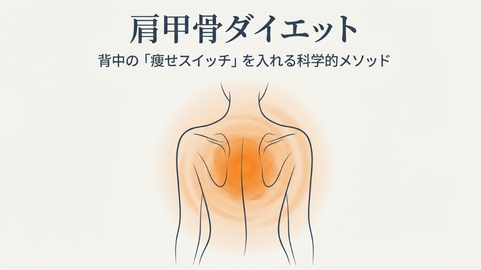 肩甲骨周りの褐色脂肪細胞が活性化し、熱を生み出しているイメージ図