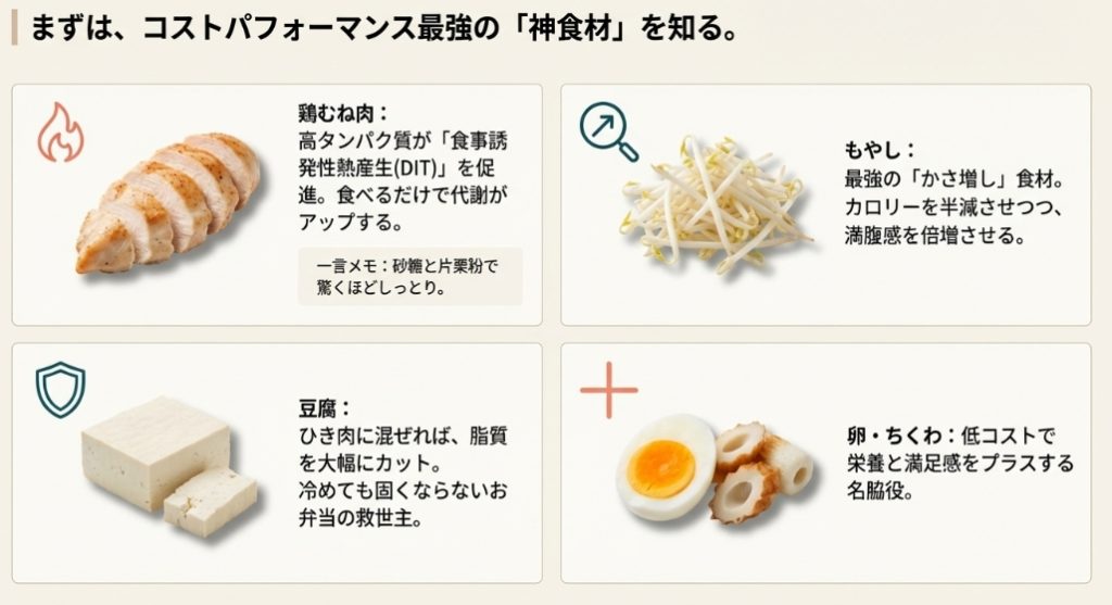 鶏むね肉やもやしなどコストパフォーマンス最強の神食材リスト / 鶏むね肉、もやし、豆腐などの食材解説
