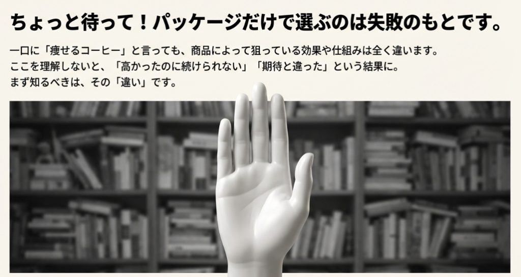 パッケージだけで選ぶのは失敗のもとという警告