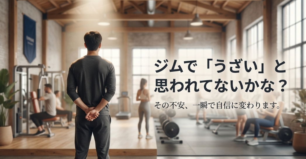 「ジムでうざいと思われてないかな？」という不安を自信に変えるスライドの表紙