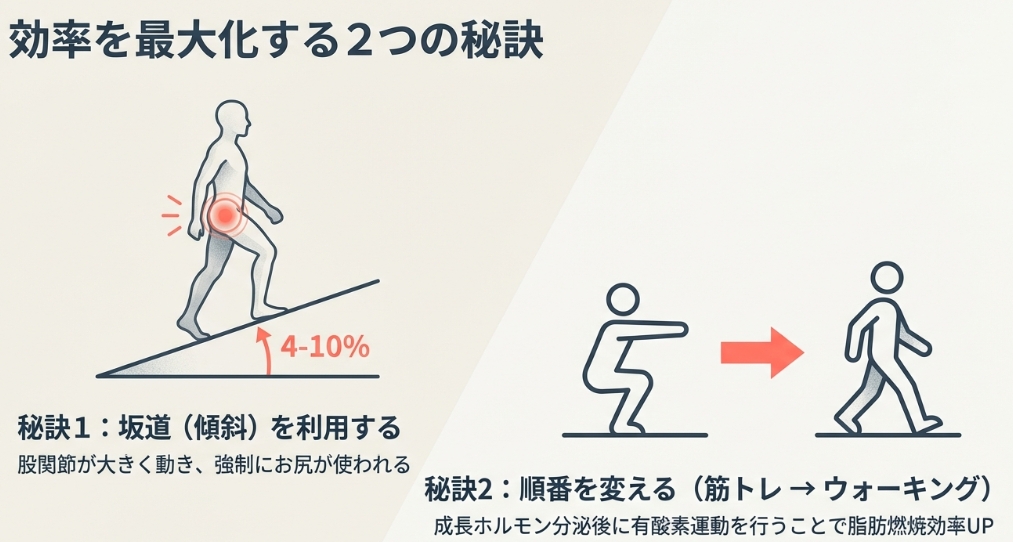 坂道ウォーキングとスクワットを組み合わせた脂肪燃焼効率化メソッド