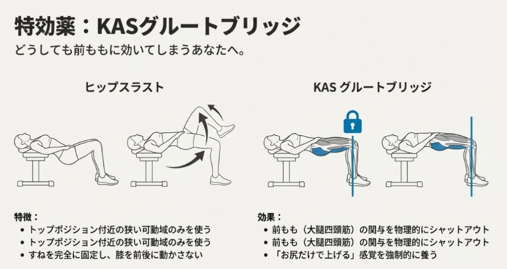 KASグルートブリッジとヒップスラストの可動域の違い