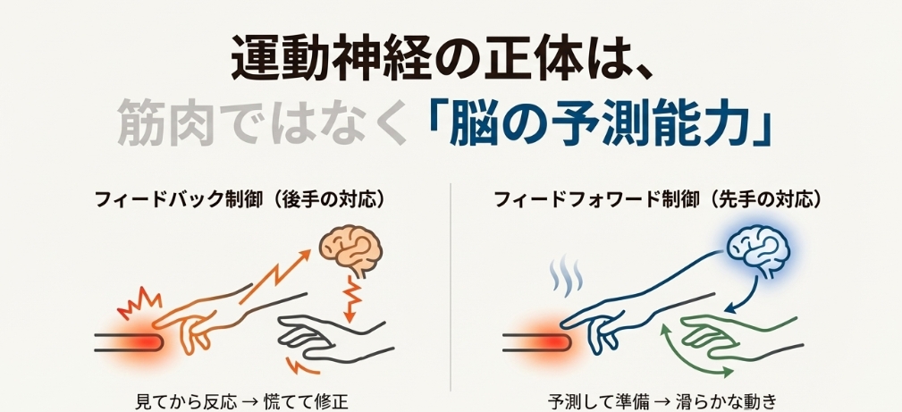 運動神経の正体は筋肉ではなく脳の予測能力であることを解説する図解