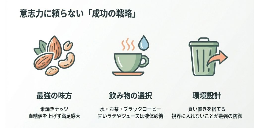 意志力に頼らない間食やめの戦略：素焼きナッツへの置き換えと環境作り