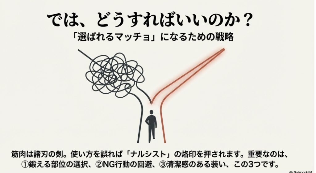 選ばれるマッチョになるための戦略概要：鍛える部位、NG行動の回避、清潔感のある装い