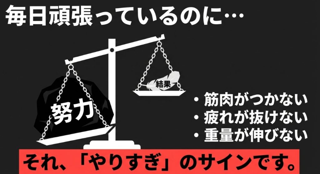 毎日筋トレを頑張っているのに筋肉がつかず疲れが抜けない悩み