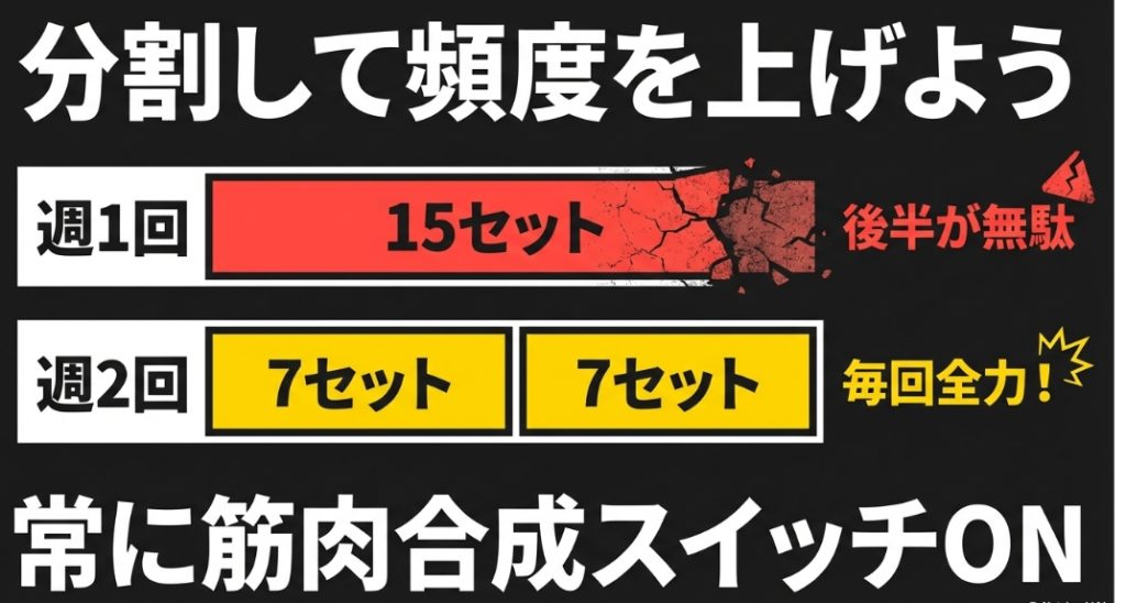 週1回15セットと週2回7セットの効果比較と分割法のメリット
