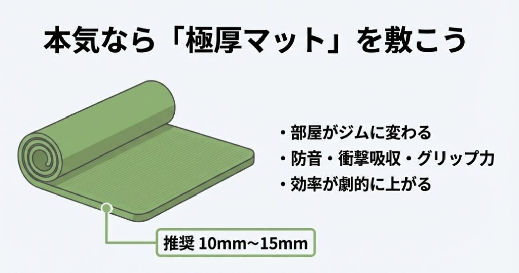本格的なトレーニングのために推奨される10mm以上の厚手ヨガマットのメリット