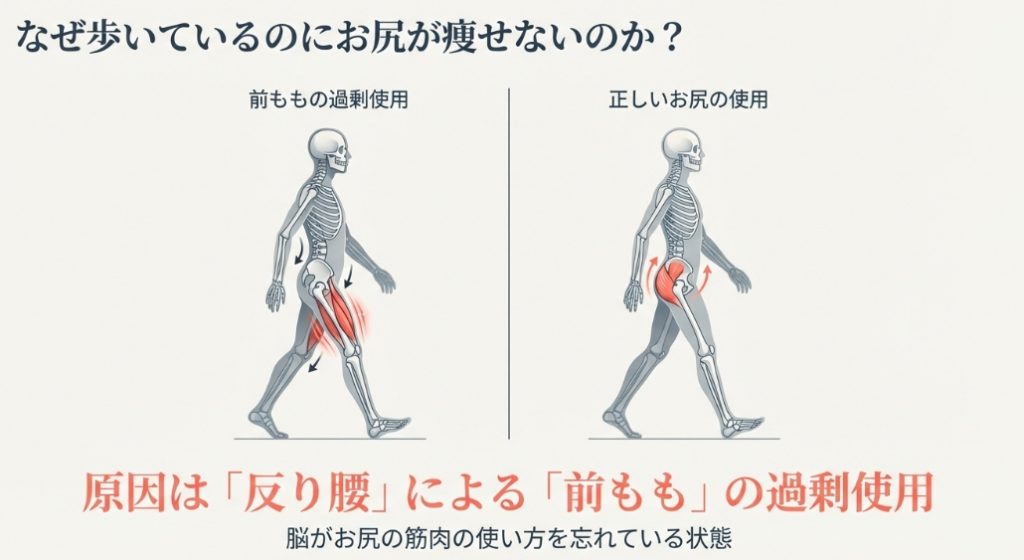ウォーキングで使われるお尻と足の筋肉の解剖図