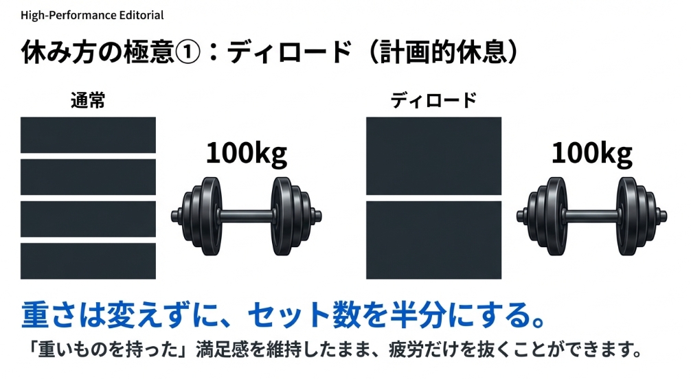 重量は変えずにセット数を減らすディロード（計画的休息）の具体的なやり方