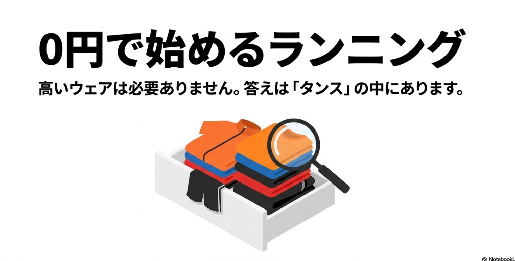 タンスの中にある服からランニングウェアを探すイメージイラスト